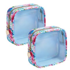 Yarnic Clear Makeup Bag for Purse Mini Small Cosmetic Tropical