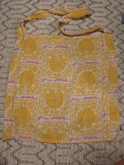 Free People Linen Cloth Shopping Bag Shells Sunny Yellow/Neon Pink 14″ x 14″