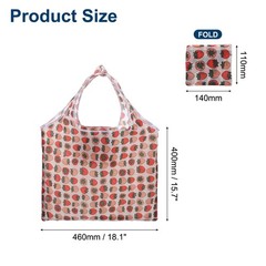 Reusable Grocery Bags, 1Pcs Printed Washable Shopping Totes (Strawberry)