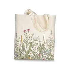 Canvas Tote Bag for Women, Aesthetic Cute Grocery Grocery Reusable Wild Floral