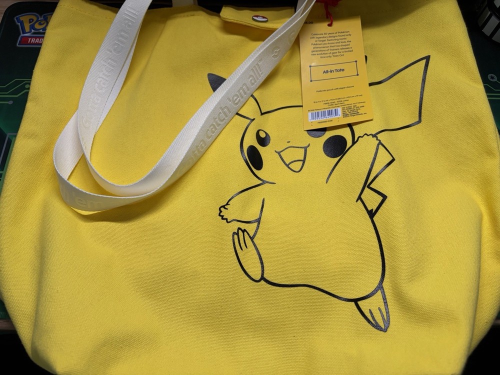 Pokemon X Target Reusable Canvas Yellow All-in Tote Bag Pikachu 30th Anniversary