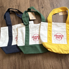 Trader Joe’s Reusable Small Canvas Tote Bags Set of 3, Colorblock Multicolor