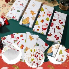 Roowest 100 Pcs Christmas Silverware Bags Disposable Utensil Cutlery Santa