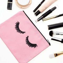 Frienda 18 Pieces Eyelash Cosmetic Bags Canvas Lash Medium (18 Count), Pink