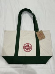Trader Joe’s Reusable Trendy Large Canvas Tote In Green BRAND NEW WITH TAGS
