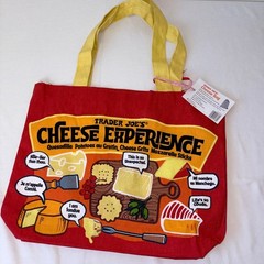 Trader Joes Cheese Experience Tote Bag Red Cotton Canvas Set of 2 New With Tags