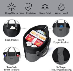 Insulated Tote, Foldable Thermal Bag, Reusable 25L Grocery & Beach, Grey