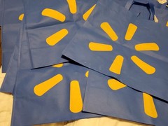 15 Lot New XLarge Walmart Reusable Shopping Bags Set Blue Crafts Tools 18″ X 17″