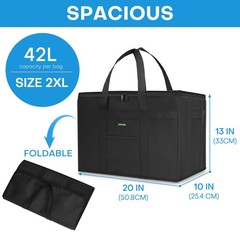 Heavy-Duty Insulated Grocery Bags Collapsible Cooler Bag with Zippered Top