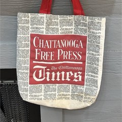 #8…Chattanooga Times Foldable Reusable Shopping Bag…12×13. Red, White & Black