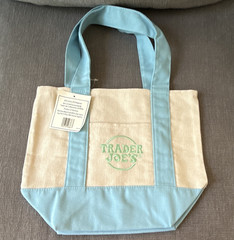 Trader Joe’s Reusable Tote Blue Logo Cotton/Polyester 13×10 in New