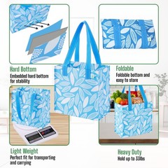 4 Pack Compact Reusable Grocery Shopping Bags, Medium Spring Tote Bag w/Handl…