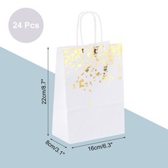 24Pcs Kraft Gift Bags with Handles Bulk, White Multicolor Heart Party Favor Bags