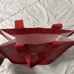 Lululemon Small Red And White Logo Reusable Shopping Gift Bag Tote 12” x9”x4”