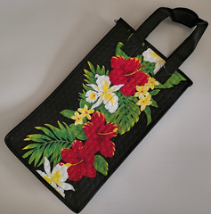 TROPICAL PAPER GARDEN INSULATED BEVERAGE/WINE TOTE Divided Zippered HIBISCUS NEW