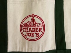 Trader Joe’s Set of 3 Reusable Canvas Tote Bags Green White Solid