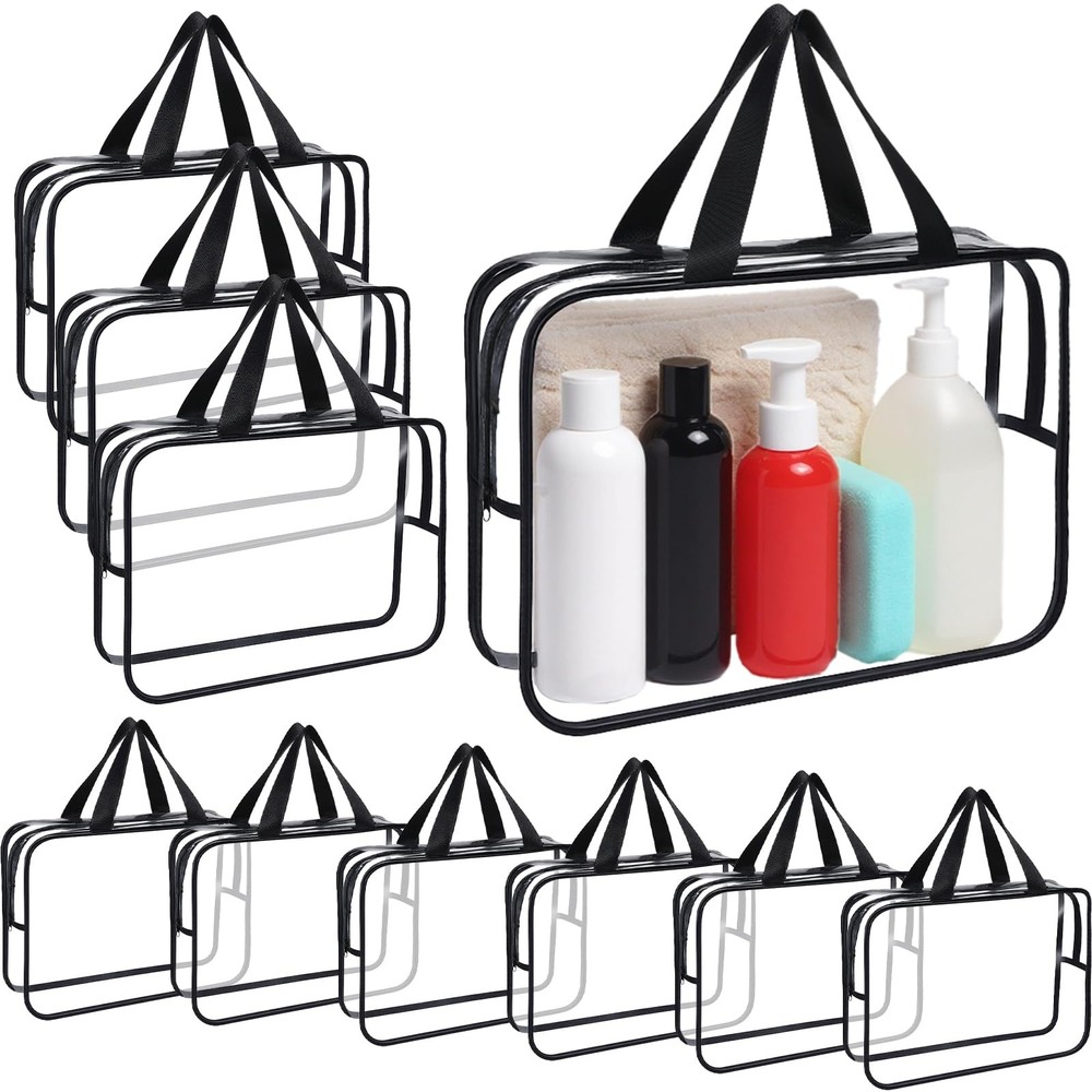 PercyEffie 10 Pack Large Clear Waterproof Storage Bags clear with Transparent