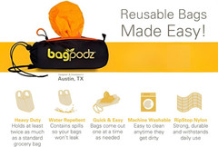 Bagpodz Sturdy Reusable Grocery Bags Foldable and Washable – Made from Ripstop N