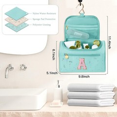 COSHAYSOO Hanging Travel Toiletry Bag for Women Teen Girls Medium, Teal Blue
