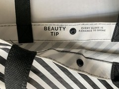 SEPHORA Reusable Shopping Tote Bag Black and White Stripe Lips