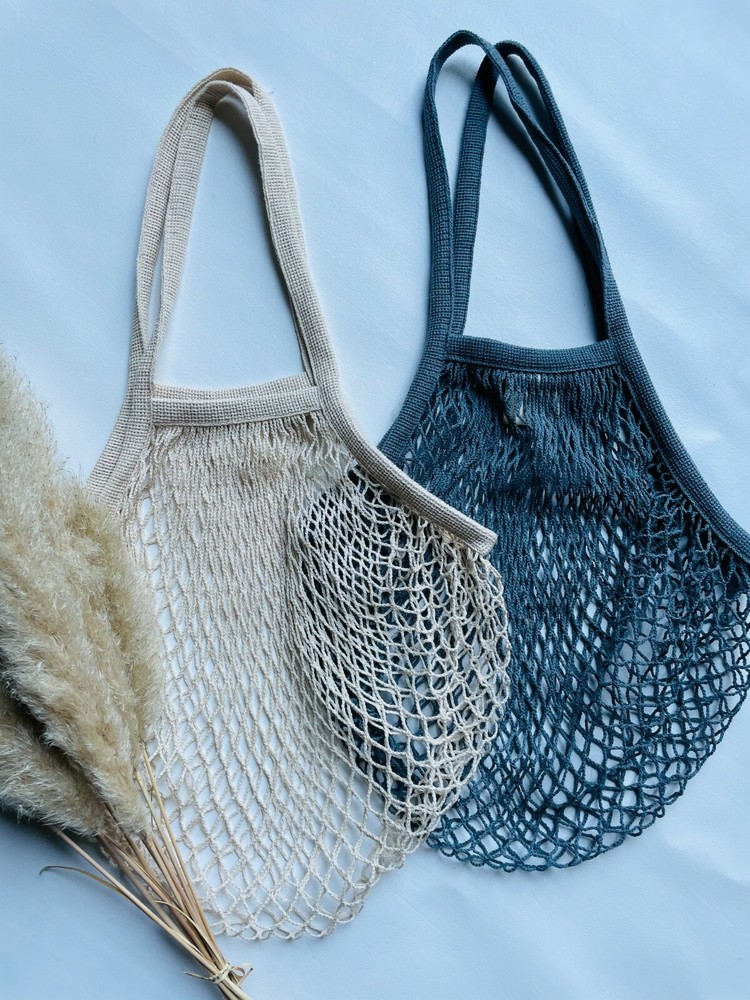 2X Reusable Fish Net Grocery Shopping Bag Cotton Made Environmental Friendly