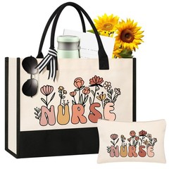 Nurse Tote Bag Set – Beige, Medium (15″ x 4″ x 12″) for Nurses, Thoughtful & …