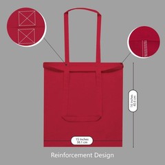12-Pack Economical 16″x15″ Red Cotton Tote Bag, Lightweight Medium Reusable G…