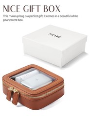 Popvibe Clear Makeup Bag Toiletry Case Travel Transparent Cosmetic Brown