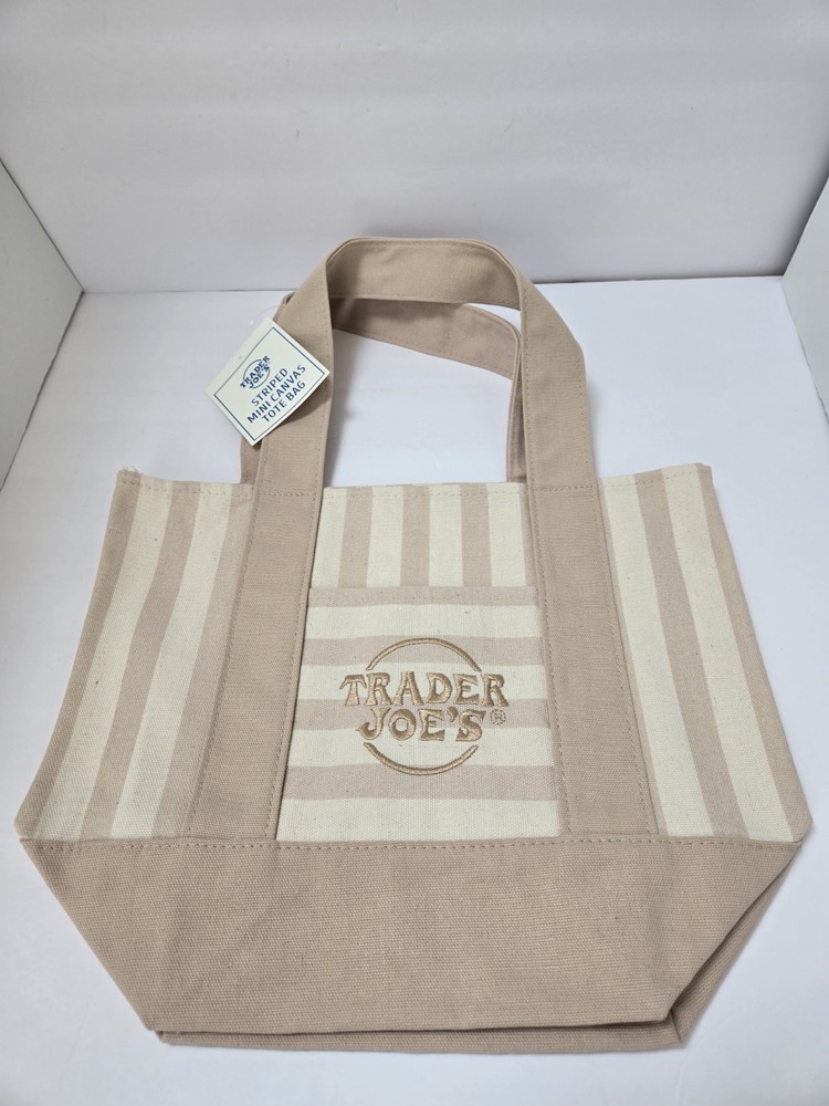 Trader Joe’s Striped Desert Sand Mini Tote Bag NWT Free Shipping