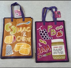 NWT Trader Joe’s REUSABLE GROCERY MAC & CHEESE PB&J Shopping Tote/Gift Bag