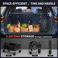 Multifunctional Folding Shopping Cart, Trolley, Height Adjustable & 360° Anti-sk