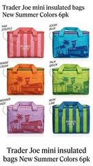 Trader Joe mini insulated bags New Summer Colors 6pk