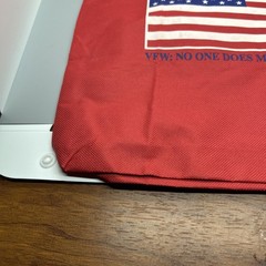 Helping Our Heroes Red Canvas Medium Tote Reusable Shopping Bag 15-1/4” X 13”