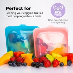 BlendQuik, Reusable Silicone Food Storage Bags, 1000 ml One Size, Purple