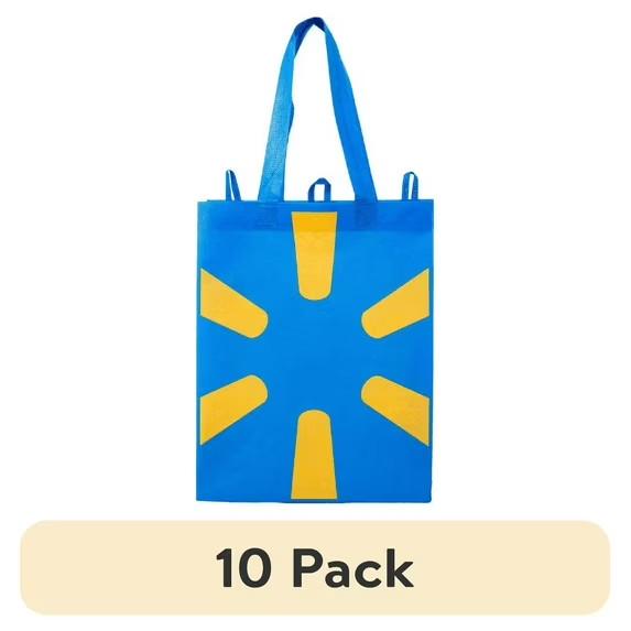 (10 pack) Walmart Blue Spark Reusable Shopping Bags