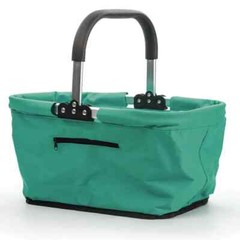 Perfect For Shopping Lightweight Market Basket- Turq With Handle And Zip Outside