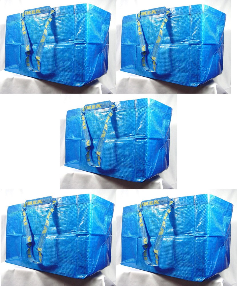 5 IKEA Large Reusable Shopping Bag Laundry Tote Grocery Shopping Eco Beach Bags
