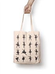 Ballerina Tote, Grocery Tote, 100% Premium Cotton Canvas Ballet Tote