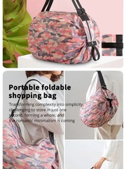 Reusable Foldable Shopping Bag Pink Waterproof Oxford Cloth Travel Beach Bag