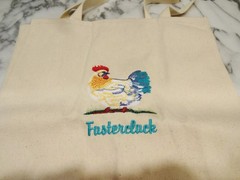 Port Authority FUSTERCLUCK TOTE BAG Chicken Rooster Canvas Reusable Shopping 18″