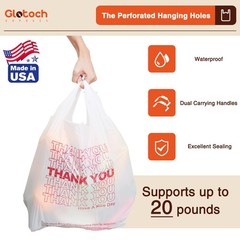 Glotoch Plastic Thank You Bags 1000 Count, 11.5″ x 6.5″ x 1000 White