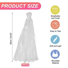 100Pcs Reusable Mesh Produce Bags, 23.6 Inches Egg Hatching Bags, White