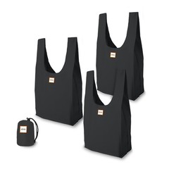 Urban Market Bags – Onyx – 3 Foldable Reusable Shopping Bags in 1 Compact Pou…