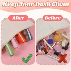 ADLABLD 4Pcs Mesh Makeup Brush Bag, Multi-use Travel Bags, Pink