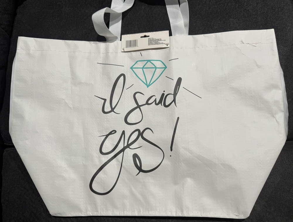 I said Yes White Tote Bag For Women Reusable Wedding Party Bride