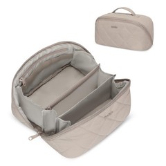 Hynes Eagle Travel Makeup Bag for Women Puffy Cosmetic Medium, Camel