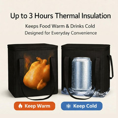 2-Pack, Xl-Large Insulated Grocery Shopping Bags, Black, Reusable Bag,Thermal Zi