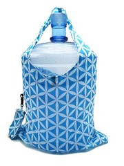 3 Pack Reusable Grocery Shopping Tote Bags Blue Geometric Flowers Pattern