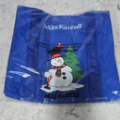 Miles Kimball Reusable Tote Bag Blue Snowman Large Nylon 45 qt SKU 65132