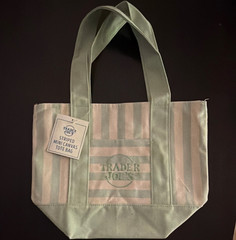 Trader Joe’s Striped Green Canvas Mini Tote Bag 33 in L x 28 W x 15 cm H